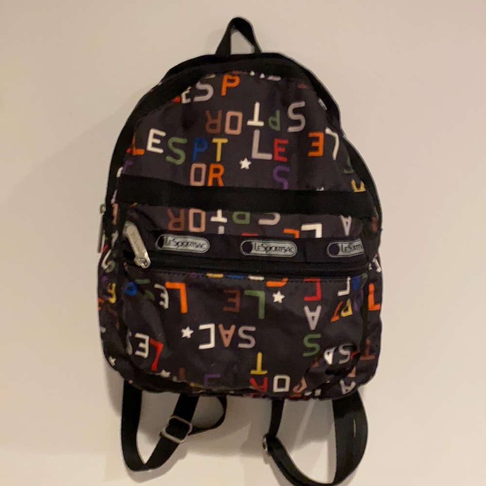 LeSportsac mini backpack black with logo design